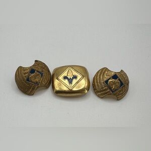 Vintage Set of 3 Boy Scouts Scarf Slides,‎ Wolf Blue Enamel